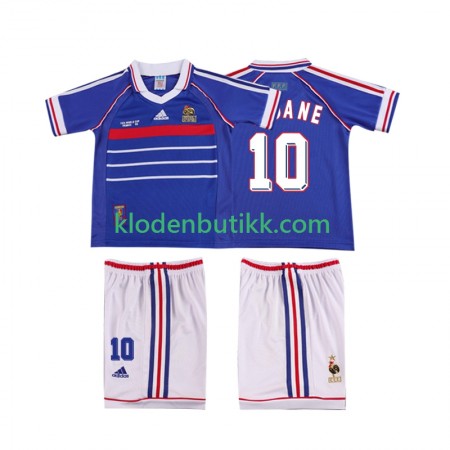 Frankrike ZINANE 10 Barn Retro Hjemme Fotballdrakt 1998 Kortermet